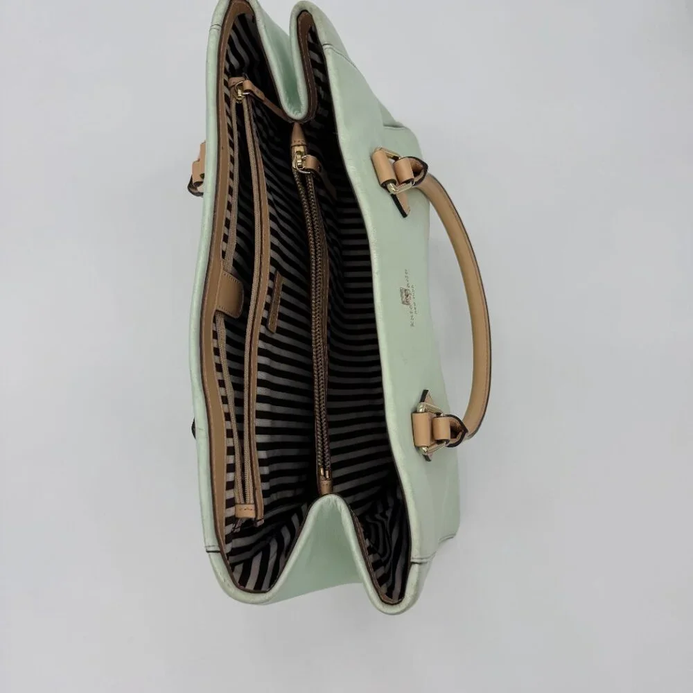 Kate Spade Mint Green Shoulder Bag with Tan and Black Trim - Picture 9 of 14